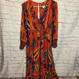 Anthropologie Geometric Pattern Long Sleeve Maxi Dress. NWOT